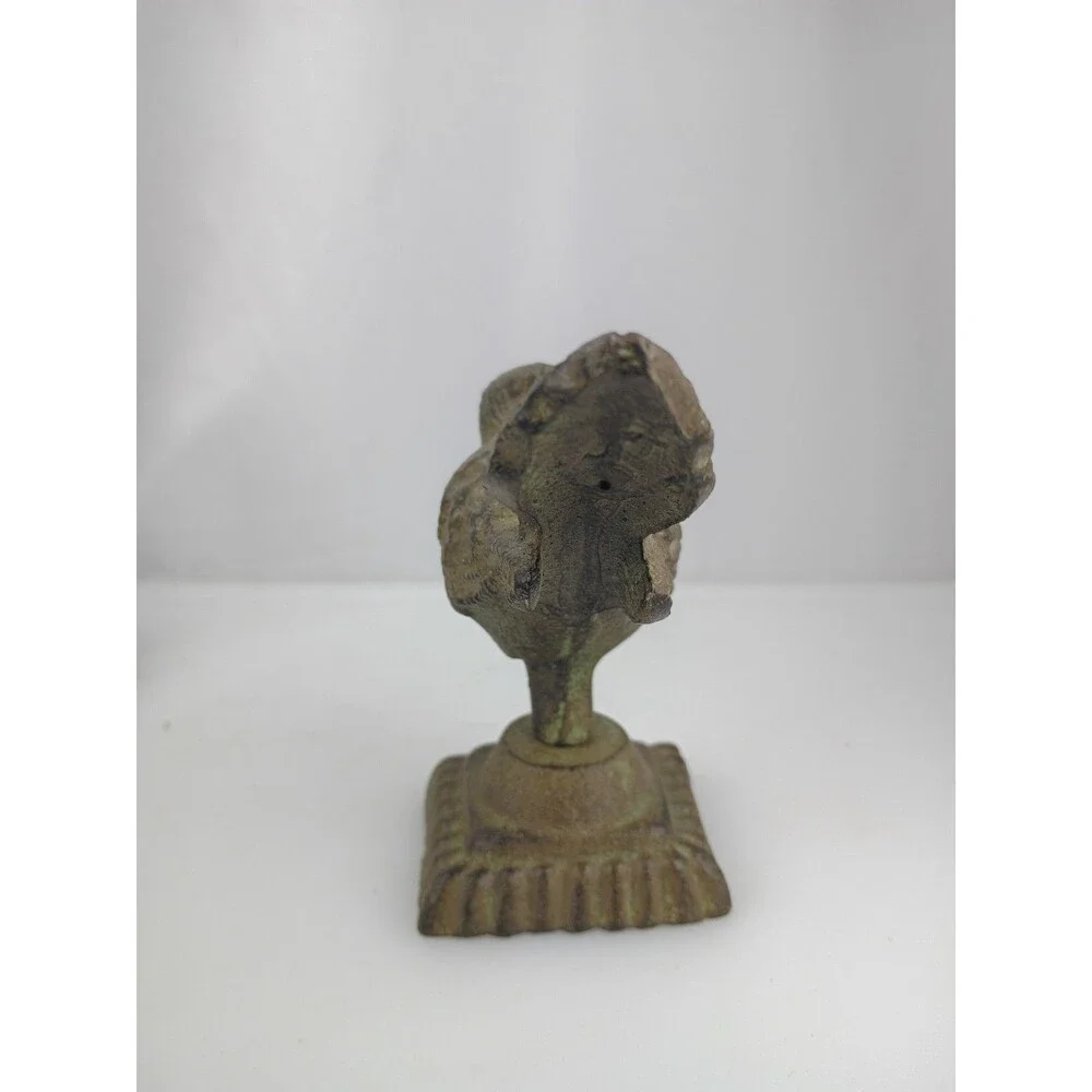 Cast Iron Bird On Pedestal Perch Figurine Statue Decor Paperweight